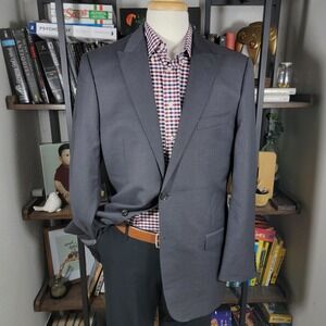 Tiglio Luxe Men's Sport Coat‎ Blazer Two Button Gray Twill Peak Lanificio Sz 44L